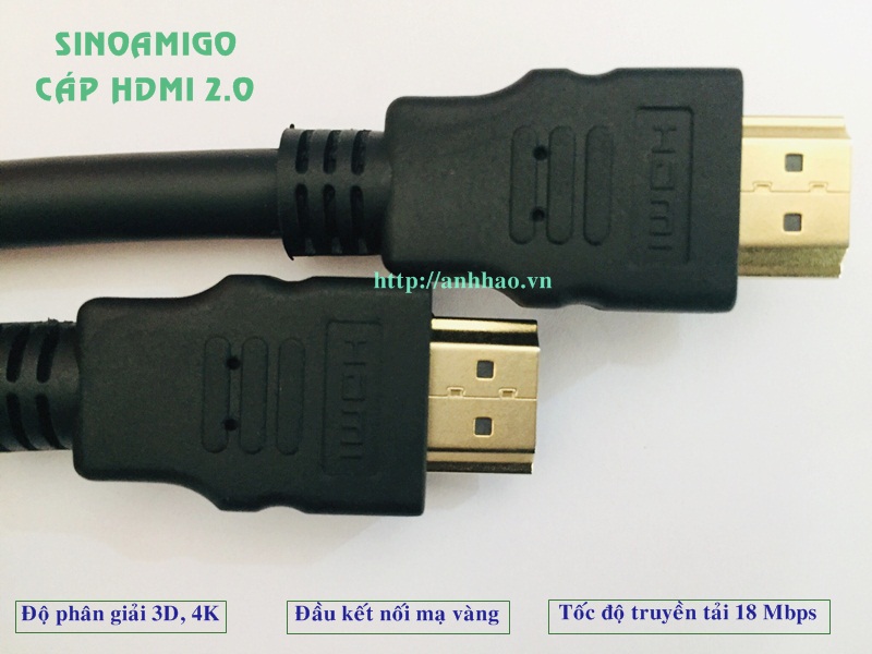 Cáp HDMI to HDMI 2.0 dài 1.5M Sinoamigo SN: 41002 chính hãng Full HD 4K*2K, 3D